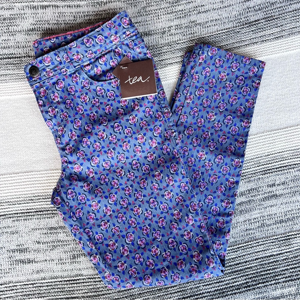 Tea Collection Girls Floral Denim Pants